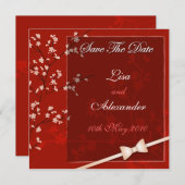 Cherry Blossom Save the Date: Rot Save The Date (Vorne/Hinten)