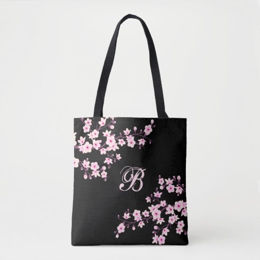 Cherry Blossom | Schwarz, blau, blau Tasche (Vorderseite)