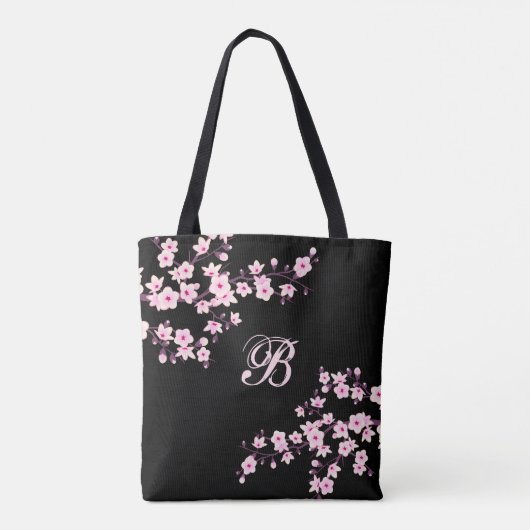 Cherry Blossom | Schwarz, blau, blau Tasche (Rückseite)