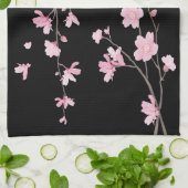 Cherry Blossom - Schwarz Küchentuch (Gefaltet)