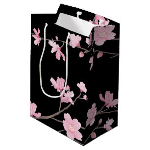 Cherry Blossom - Schwarz Mittlere Geschenktüte