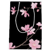 Cherry Blossom - Schwarz Mittlere Geschenktüte (Rückseite)