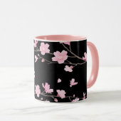 Cherry Blossom - Schwarz Tasse (VorderseiteRechts)