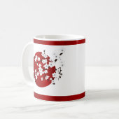 Cherry Blossom Schwarz-weiß aufstrebende Sonne Kaffeetasse (Vorderseite Links)