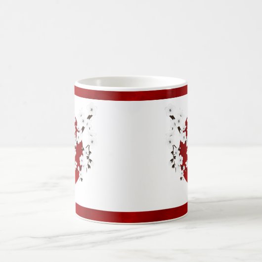 Cherry Blossom Schwarz-weiß aufstrebende Sonne Kaffeetasse (Mittel)