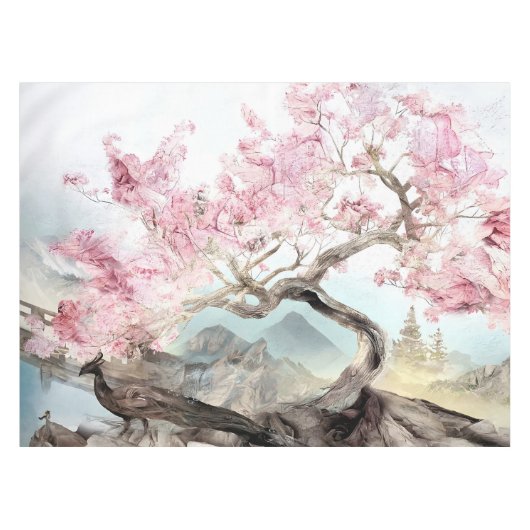 Cherry Blossom Serenade Tischdecke (Vorderseite (Horizontal))