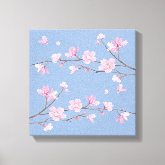 Cherry Blossom - Serenity Blue Leinwanddruck (Vorderseite)