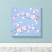 Cherry Blossom - Serenity Blue Leinwanddruck (Insitu (Holzboden))