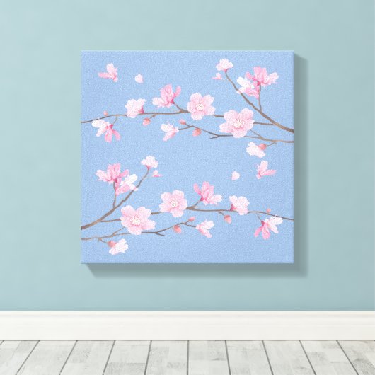 Cherry Blossom - Serenity Blue Leinwanddruck (Insitu (Holzboden))