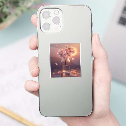 Cherry Blossom Serenity – Elegant Sakura Branch in Aufkleber (Telefon)