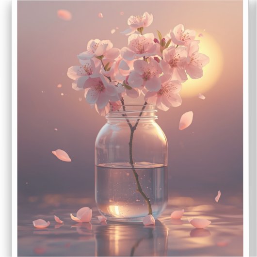 Cherry Blossom Serenity – Elegant Sakura Branch in Aufkleber (Vorderseite)