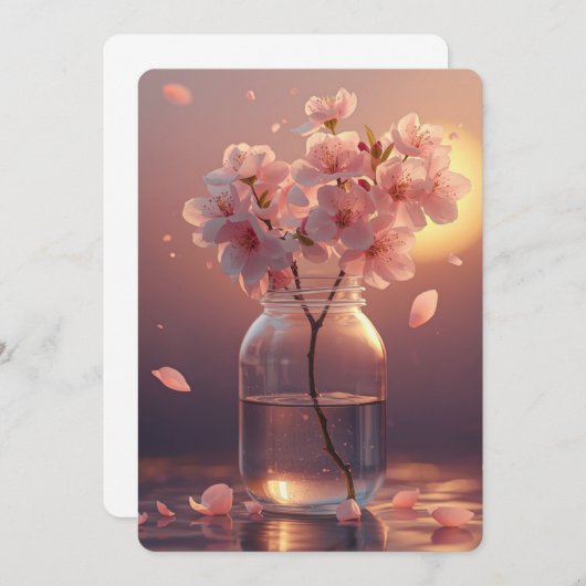 Cherry Blossom Serenity – Elegant Sakura Branch in Einladung (Vorne/Hinten)