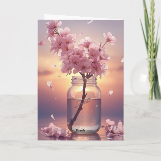 Cherry Blossom Serenity – Elegant Sakura Branch in Karte (Rückseite)