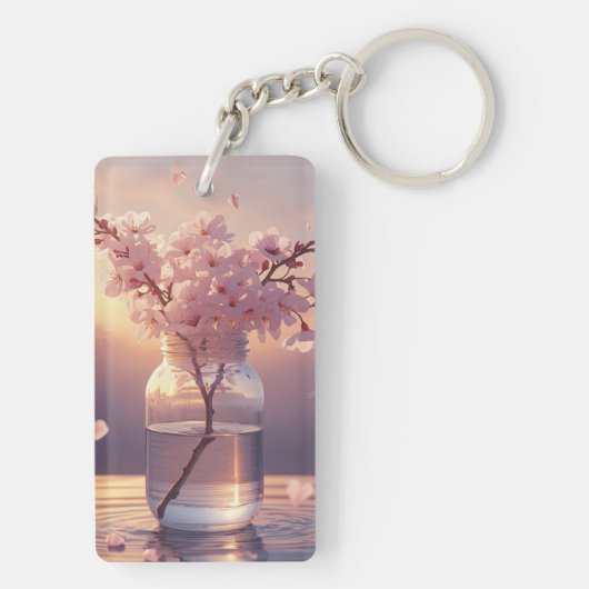 Cherry Blossom Serenity – Elegant Sakura Branch in Schlüsselanhänger (Rückseite)