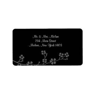 Cherry Blossom Silver Wedding Bridal Return Label Adressaufkleber