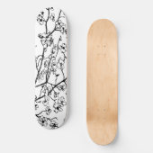 Cherry Blossom Skateboard Schwarz-Weiß (Vorderseite)