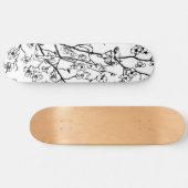 Cherry Blossom Skateboard Schwarz-Weiß (Horizontal)