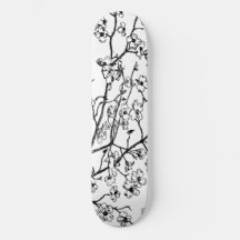 Cherry Blossom Skateboard Schwarz-Weiß