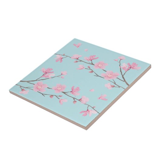 Cherry Blossom - Sky Blue Fliese (Seite)