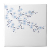 Cherry Blossom Sky Blue Floral Fliese (Vorderseite)