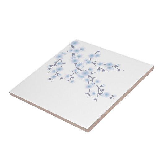 Cherry Blossom Sky Blue Floral Fliese (Seite)