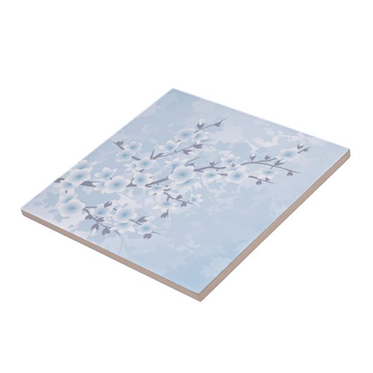 Cherry Blossom Sky Blue Floral Fliese (Seite)