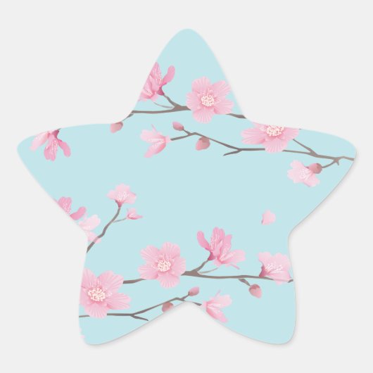 Cherry Blossom - Sky Blue Stern-Aufkleber (Vorderseite)