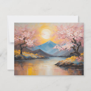 Cherry Blossom, Sonnenuntergang über der Berglands Postkarte