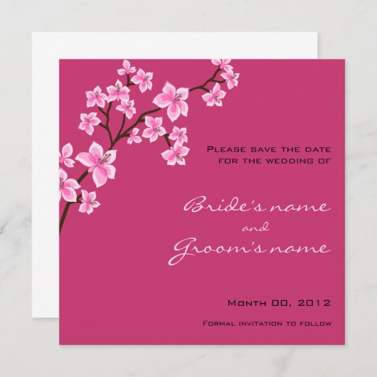 Cherry Blossom Speichern Sie die Datumskarten Save The Date (Vorne/Hinten)