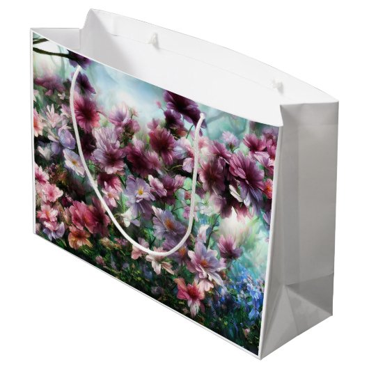 Cherry Blossom Splash Große Geschenktüte (Rückseite Schrägansicht)