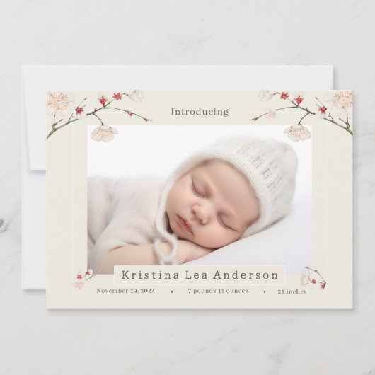 Cherry Blossom Spring Baby Ankündigung (Vorderseite)