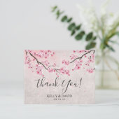 Cherry Blossom Spring Floral Wedding Vielen Dank Postkarte (Stehend Vorderseite)