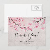 Cherry Blossom Spring Floral Wedding Vielen Dank Postkarte (Vorne/Hinten)