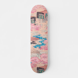 Cherry Blossom Spring Landschaft Vintag Japanisch Skateboard