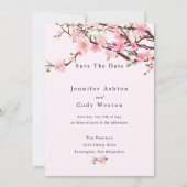 Cherry Blossom Spring Wedding Save the Date Pink (Vorderseite)