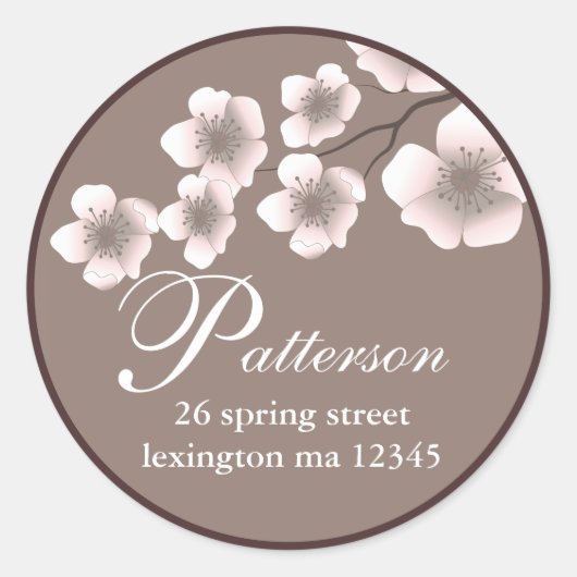 Cherry Blossom Springtime-Adressetikett Runder Aufkleber (Vorderseite)