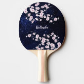 Cherry Blossom Starry Night Sky Pink Blue Monogram Tischtennis Schläger (Rückseite)