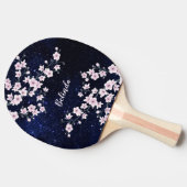 Cherry Blossom Starry Night Sky Pink Blue Monogram Tischtennis Schläger (Seitenansicht)