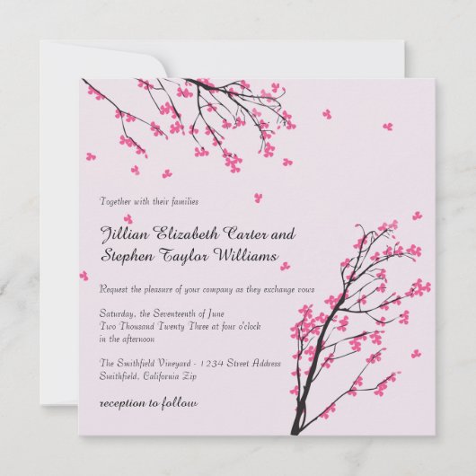 Cherry Blossom Stem - Einladung zur Hochzeit auf d (Vorderseite)