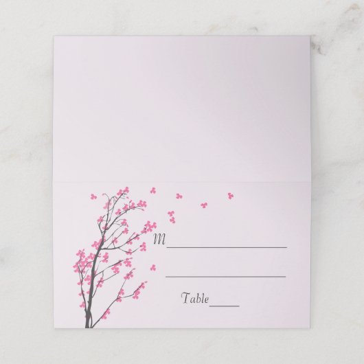 Cherry Blossom Stem - Escort Card Platzkarte (Außenseite Aufgefaltet)