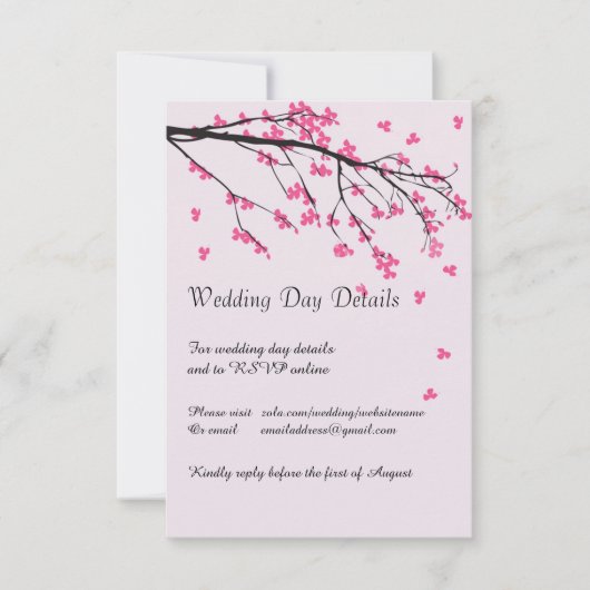 Cherry Blossom Stem - Informationen zum Hochzeitst RSVP Karte (Vorderseite)