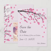 Cherry Blossom Stem - Save the Date Ankündigungspostkarte (Vorne/Hinten)