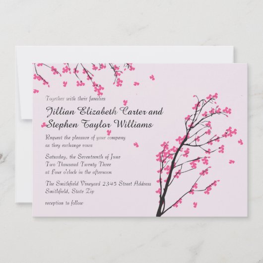 Cherry Blossom Stems - Einladung zur Hochzeit (Vorderseite)
