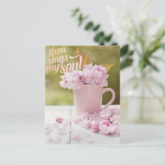 Cherry Blossom Stilllife Spring Text Postkarte (Stehend Vorderseite)