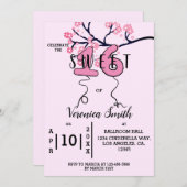 Cherry Blossom Sweet 16 Einladung (Vorne/Hinten)