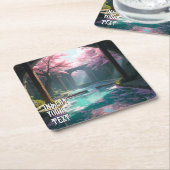 Cherry Blossom Tempel mit Sacro Pool Anime Rechteckiger Pappuntersetzer (angewinkelt)