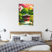 Cherry Blossom Temple Leinwanddruck (Insitu (Schlafzimmer))