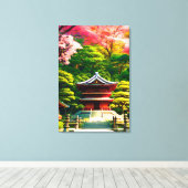 Cherry Blossom Temple Leinwanddruck (Insitu (Holzboden))