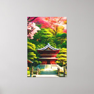 Cherry Blossom Temple Leinwanddruck