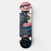 Cherry Blossom Tiger japanische Kunst Skateboard (Vorderseite)